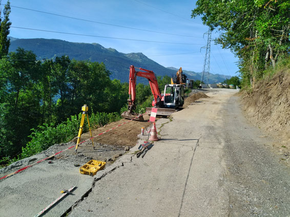 Travaux de consolidation d'une chaussée